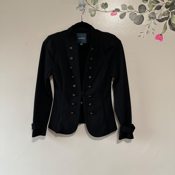 Modcloth Glam Believer Knit Military Button Front Blazer, Black, Size XS - Picture 5 of 12